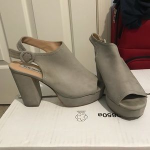 Gray Steve Madden chunky heels